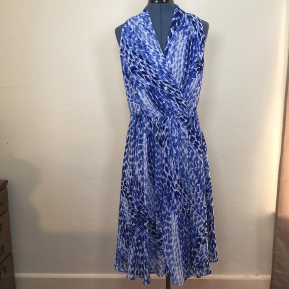 Jones New York Blue and White Abstract Dress Size 10 - Picture 1 of 6